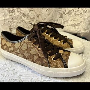 COACH Women's EMPIRE Signature Logo Brown Sneakers Tennis Shoes US Sz 6.5B